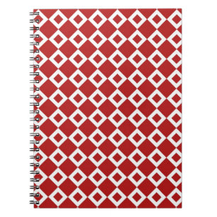 Red and White Diamond Pattern Spiral Notebook