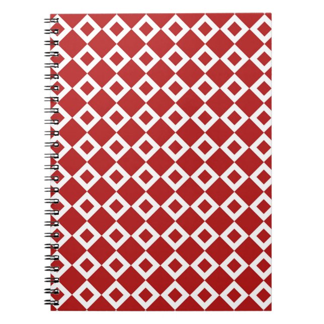 Red and White Diamond Pattern Spiral Notebook (Front)