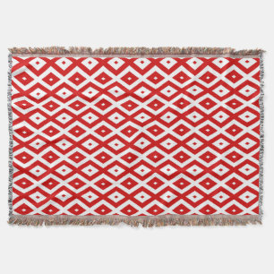 Red and white diamond pattern throw blanket