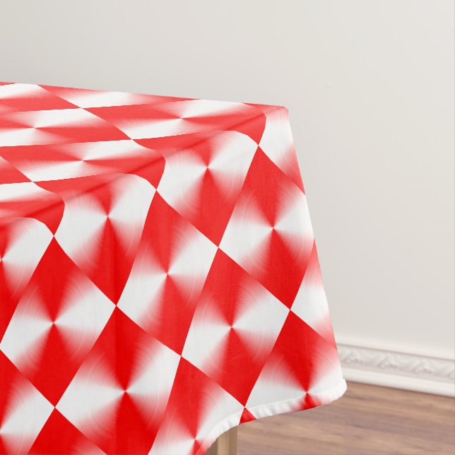 Red and White Diamond Plaid Pattern Tablecloth (In Situ)
