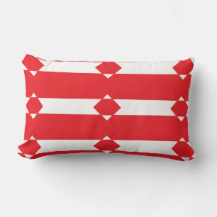 Red and white diamond shaped patterned lumbar cushion