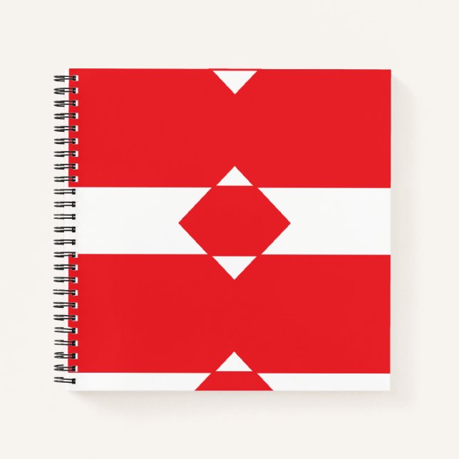 Red and white diamond shaped patterned notebook (Front)