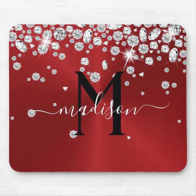 Red and White Diamonds - Personalised Mouse Pad (Front)
