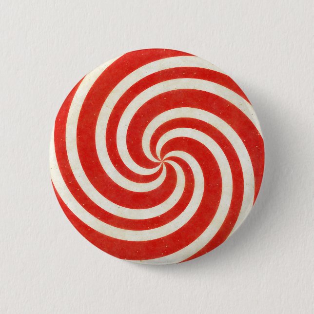 Red and White Dizzy Candy Swirl 6 Cm Round Badge (Front)