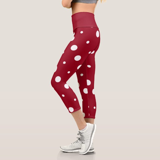red and white dots capri leggings (Left)