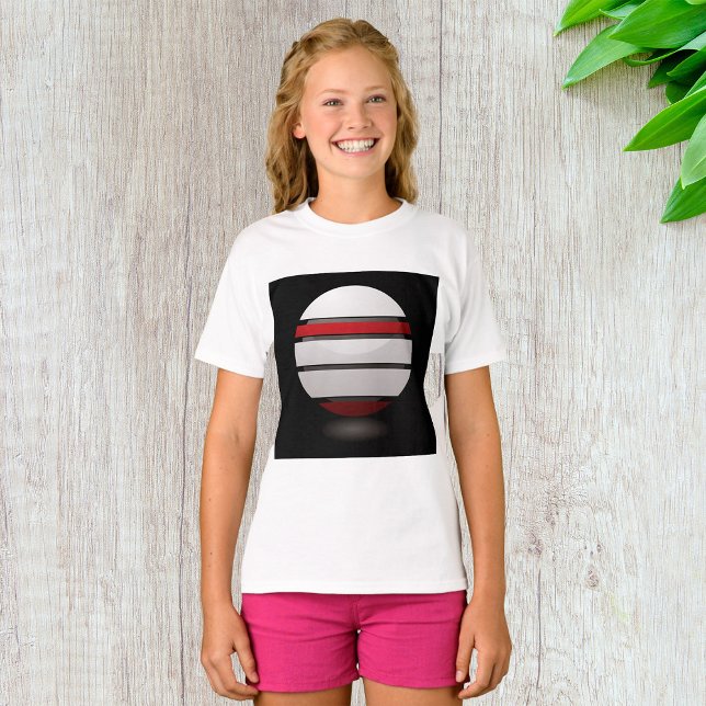 Red And White Droid Icon Girls T-Shirt (Creator Uploaded)