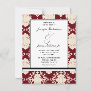 Red and White Elegant Vintage wedding invite