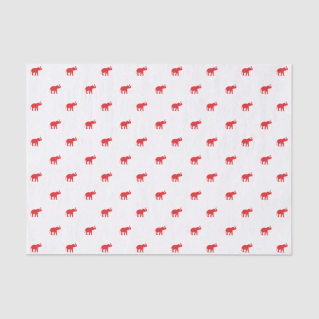 Red and white elephant tissue paper (Front)