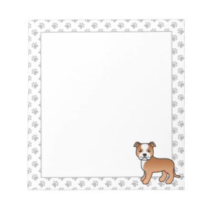 Red And White English Staffie Cute Cartoon Dog Notepad
