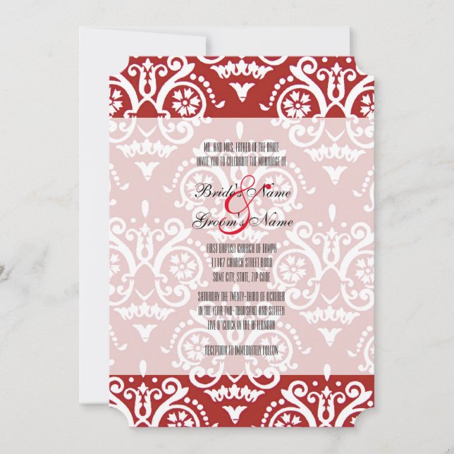 Red and White English Wedding Invitation (Front)