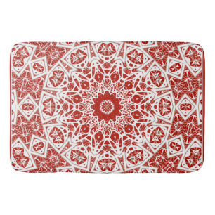 red and white , ethnic  bandana bath mat