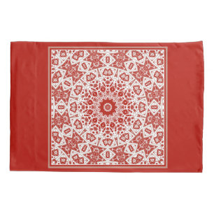 red and white , ethnic  bandana pillowcase