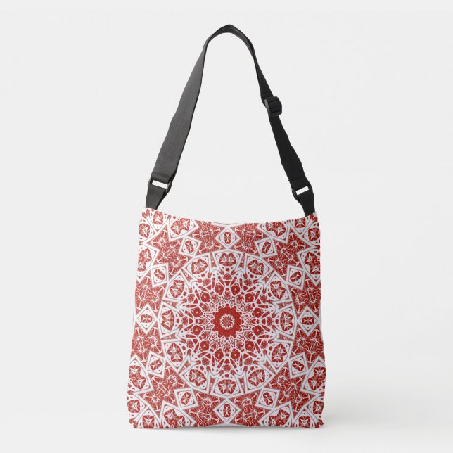 red and white , ethnic  bandanna crossbody bag (Front)