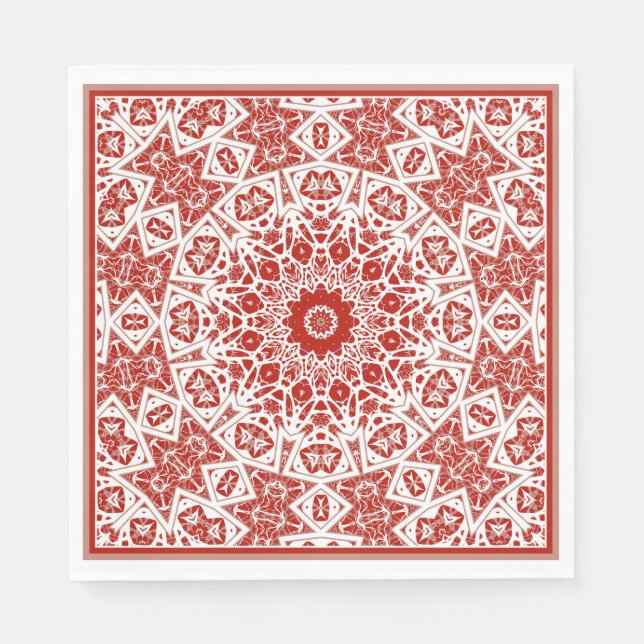 red and white , ethnic  bandanna napkin (Front)