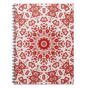 red and white , ethnic  bandanna notebook