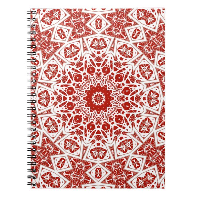 red and white , ethnic  bandanna notebook (Front)