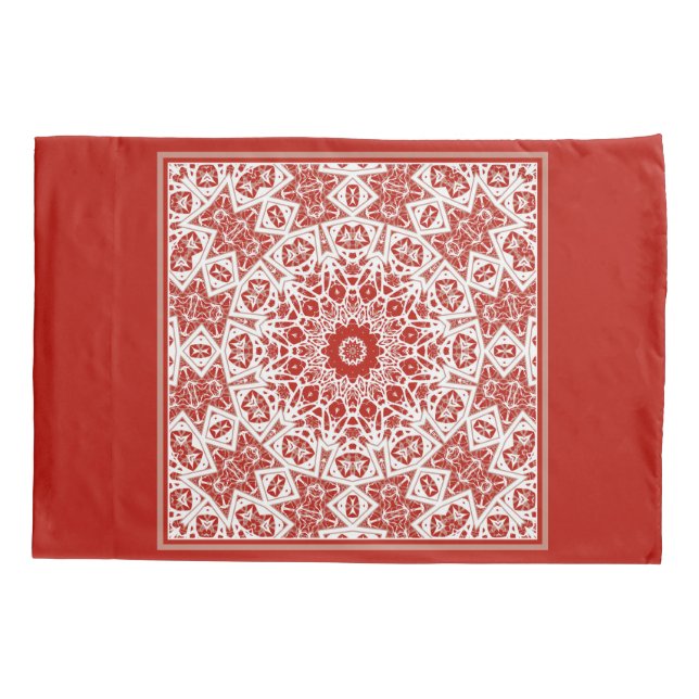 red and white , ethnic  bandanna pillowcase (Back)