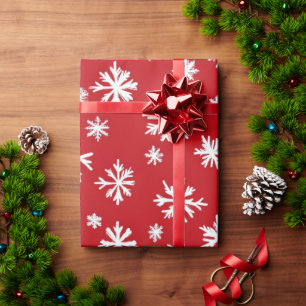 Red and white Festive Christmas Patterns Wrapping Paper
