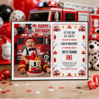 Red and White Firetruck 1st Birthday Party photo
