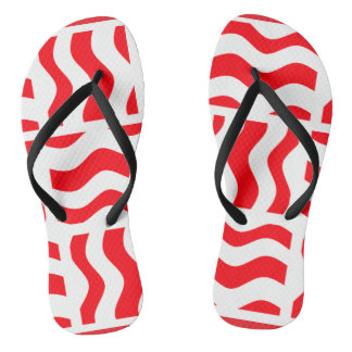 Red and White Flip-flops with Abstract Stripes Jandals