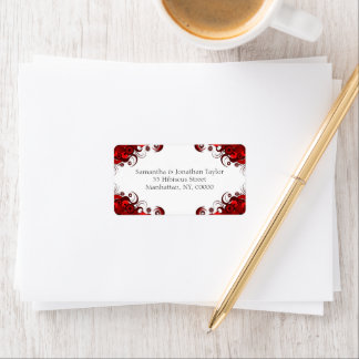 Red and White Floral Elegant Address Labels