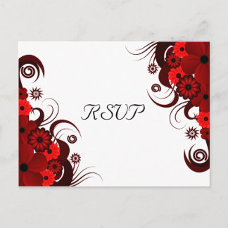 Red and White Floral Elegant RSVP Reply Postcards