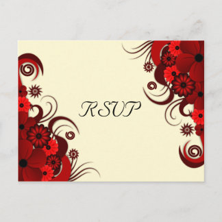 Red and White Floral Elegant RSVP Response Cards