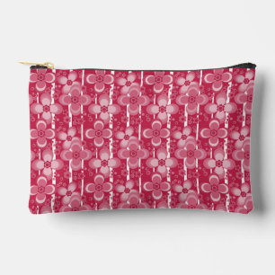 Red and white floral pattern accessory pouch