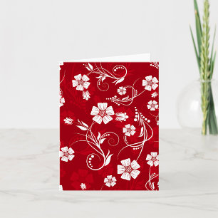 Red and White Floral Pattern Card