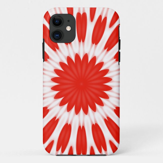 Red and White Floral Pattern Case-Mate iPhone Case (Back)