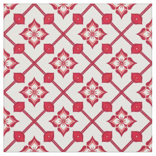 Red and White Floral Pattern Fabric