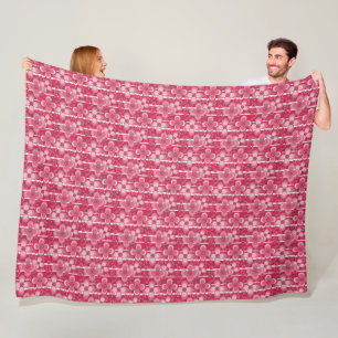 Red and white floral pattern fleece blanket
