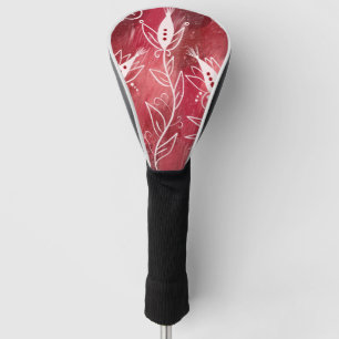 Red And White Floral Pattern Golf Head Cover