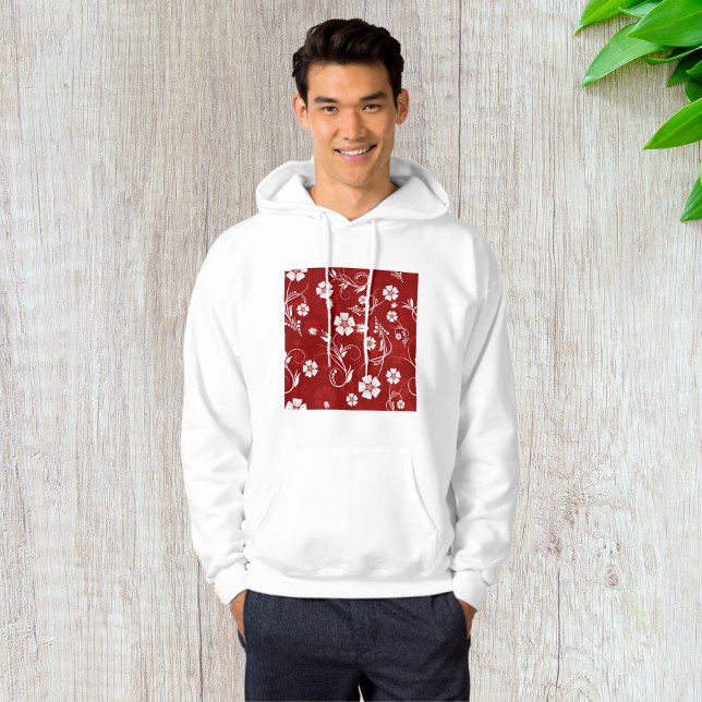 Red and White Floral Pattern Hoodie (Creator Uploaded)