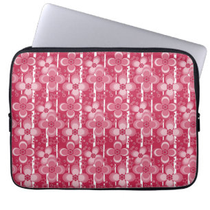 Red and white floral pattern laptop sleeve