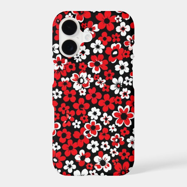 Red and White Floral Pattern Phone Case (Back)