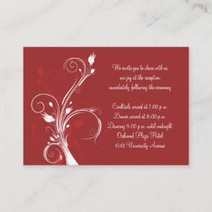 Red and White Floral Reception Card