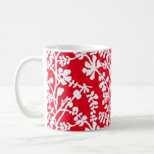 Red And White Floral Repeating Pattern Coffee Mug