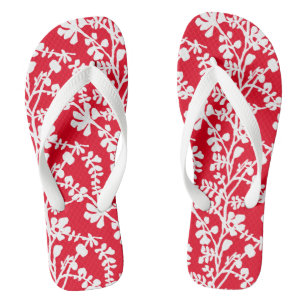 Red And White Floral Repeating Pattern Jandals