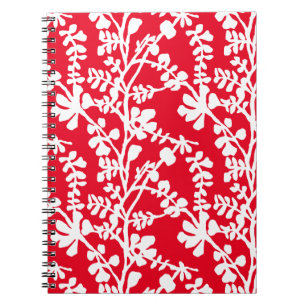 Red And White Floral Repeating Pattern Notebook