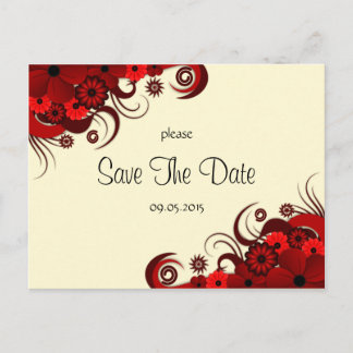 Red and White Floral Save The Date Announcements