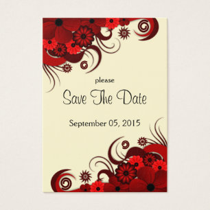 Red and White Floral Wedding Save The Date Cards