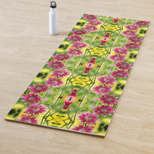 Red And White Flower Pair Abstract Pattern Yoga Mat