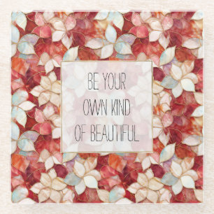 Red and White Flowers Glass Coaster