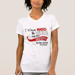 Red And White For Grandma Oral Cancer T-Shirt