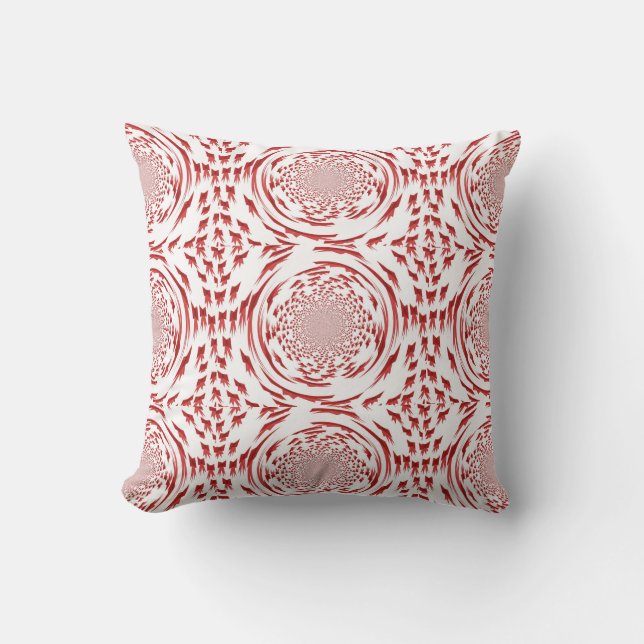 Red and White Fractal Bows Cushion (Front)