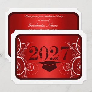 Red and White Frame Graduation Party Invitation