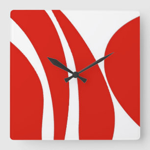 Red and white, funky design, clock