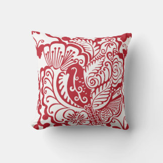Red and White Garden Throw Pillow