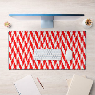 Red and White Geometric Pattern   Desk Mat